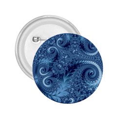 Blue Floral Fern Swirls And Spirals  2 25  Buttons by SpinnyChairDesigns