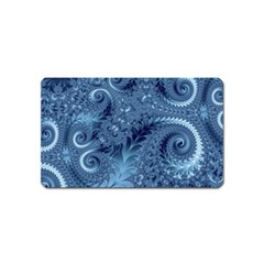 Blue Floral Fern Swirls And Spirals  Magnet (name Card) by SpinnyChairDesigns