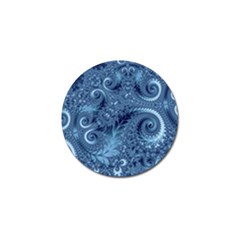 Blue Floral Fern Swirls And Spirals  Golf Ball Marker (4 Pack) by SpinnyChairDesigns