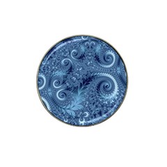 Blue Floral Fern Swirls And Spirals  Hat Clip Ball Marker (4 Pack) by SpinnyChairDesigns