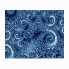 Blue Floral Fern Swirls And Spirals  Small Glasses Cloth by SpinnyChairDesigns