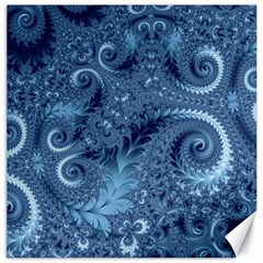 Blue Floral Fern Swirls And Spirals  Canvas 12  X 12  by SpinnyChairDesigns