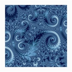 Blue Floral Fern Swirls And Spirals  Medium Glasses Cloth (2 Sides) by SpinnyChairDesigns