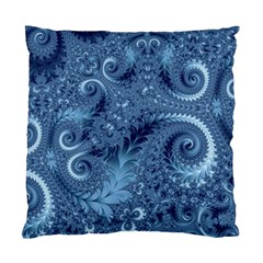 Blue Floral Fern Swirls And Spirals  Standard Cushion Case (one Side) by SpinnyChairDesigns