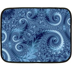 Blue Floral Fern Swirls And Spirals  Fleece Blanket (mini) by SpinnyChairDesigns