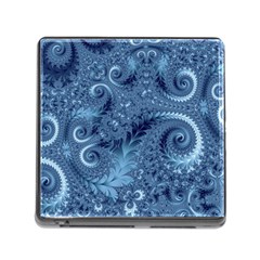 Blue Floral Fern Swirls And Spirals  Memory Card Reader (square 5 Slot) by SpinnyChairDesigns