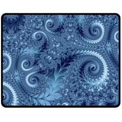 Blue Floral Fern Swirls And Spirals  Fleece Blanket (medium)  by SpinnyChairDesigns