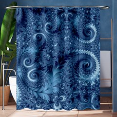 Blue Floral Fern Swirls And Spirals  Shower Curtain 60  X 72  (medium)  by SpinnyChairDesigns