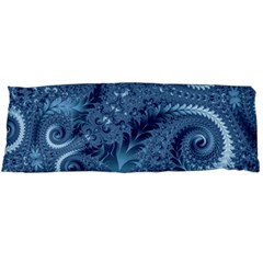 Blue Floral Fern Swirls And Spirals  Body Pillow Case (dakimakura) by SpinnyChairDesigns