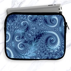 Blue Floral Fern Swirls And Spirals  Apple Ipad 2/3/4 Zipper Cases by SpinnyChairDesigns