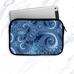 Blue Floral Fern Swirls And Spirals  Apple Ipad Mini Zipper Cases by SpinnyChairDesigns