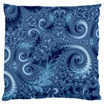 Blue Floral Fern Swirls And Spirals  Standard Flano Cushion Case (Two Sides) Back