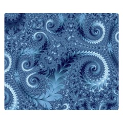 Blue Floral Fern Swirls And Spirals  Double Sided Flano Blanket (small)  by SpinnyChairDesigns