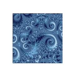 Blue Floral Fern Swirls And Spirals  Satin Bandana Scarf by SpinnyChairDesigns