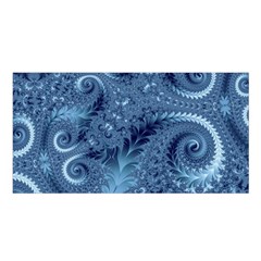 Blue Floral Fern Swirls And Spirals  Satin Shawl by SpinnyChairDesigns