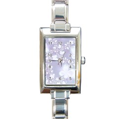 Pale Violet And White Floral Pattern Rectangle Italian Charm Watch by SpinnyChairDesigns