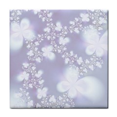 Pale Violet And White Floral Pattern Tile Coaster by SpinnyChairDesigns