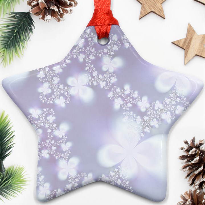 Pale Violet and White Floral Pattern Ornament (Star)