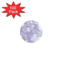 Pale Violet And White Floral Pattern 1  Mini Magnets (100 Pack)  by SpinnyChairDesigns