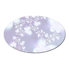 Pale Violet And White Floral Pattern Oval Magnet by SpinnyChairDesigns