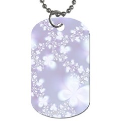 Pale Violet And White Floral Pattern Dog Tag (one Side) by SpinnyChairDesigns