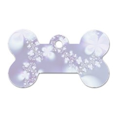 Pale Violet And White Floral Pattern Dog Tag Bone (one Side) by SpinnyChairDesigns