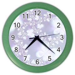 Pale Violet And White Floral Pattern Color Wall Clock by SpinnyChairDesigns