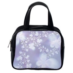 Pale Violet And White Floral Pattern Classic Handbag (one Side) by SpinnyChairDesigns