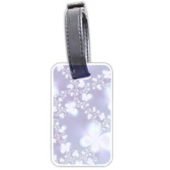 Pale Violet And White Floral Pattern Luggage Tag (one Side) by SpinnyChairDesigns