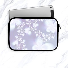 Pale Violet And White Floral Pattern Apple Ipad Mini Zipper Cases by SpinnyChairDesigns