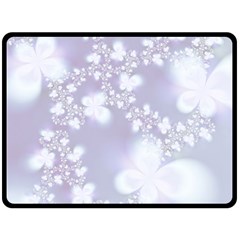 Pale Violet And White Floral Pattern Double Sided Fleece Blanket (large)  by SpinnyChairDesigns