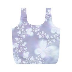 Pale Violet And White Floral Pattern Full Print Recycle Bag (m) by SpinnyChairDesigns