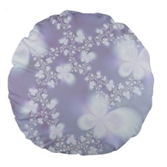 Pale Violet And White Floral Pattern Large 18  Premium Flano Round Cushions by SpinnyChairDesigns