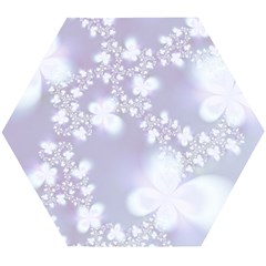 Pale Violet And White Floral Pattern Wooden Puzzle Hexagon by SpinnyChairDesigns