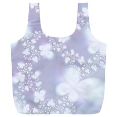 Pale Violet And White Floral Pattern Full Print Recycle Bag (xxxl) by SpinnyChairDesigns