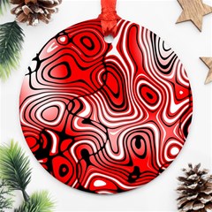 Black Red White Abstract Stripes Ornament (round) by SpinnyChairDesigns