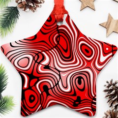 Black Red White Abstract Stripes Ornament (star) by SpinnyChairDesigns