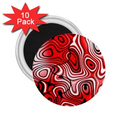 Black Red White Abstract Stripes 2 25  Magnets (10 Pack)  by SpinnyChairDesigns