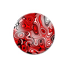 Black Red White Abstract Stripes Magnet 3  (round) by SpinnyChairDesigns