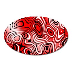 Black Red White Abstract Stripes Oval Magnet by SpinnyChairDesigns