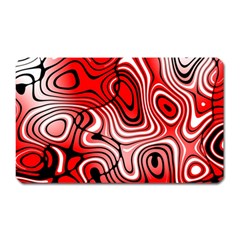 Black Red White Abstract Stripes Magnet (rectangular) by SpinnyChairDesigns