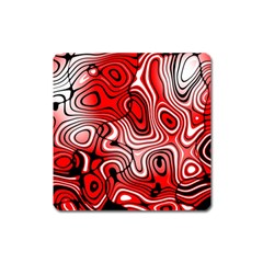 Black Red White Abstract Stripes Square Magnet by SpinnyChairDesigns