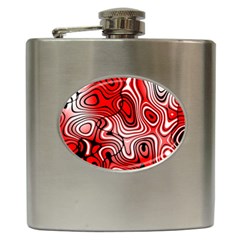 Black Red White Abstract Stripes Hip Flask (6 Oz) by SpinnyChairDesigns