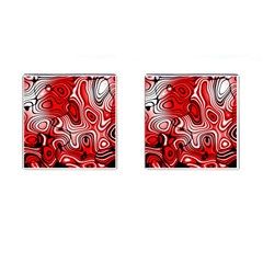 Black Red White Abstract Stripes Cufflinks (square) by SpinnyChairDesigns