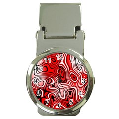 Black Red White Abstract Stripes Money Clip Watches by SpinnyChairDesigns