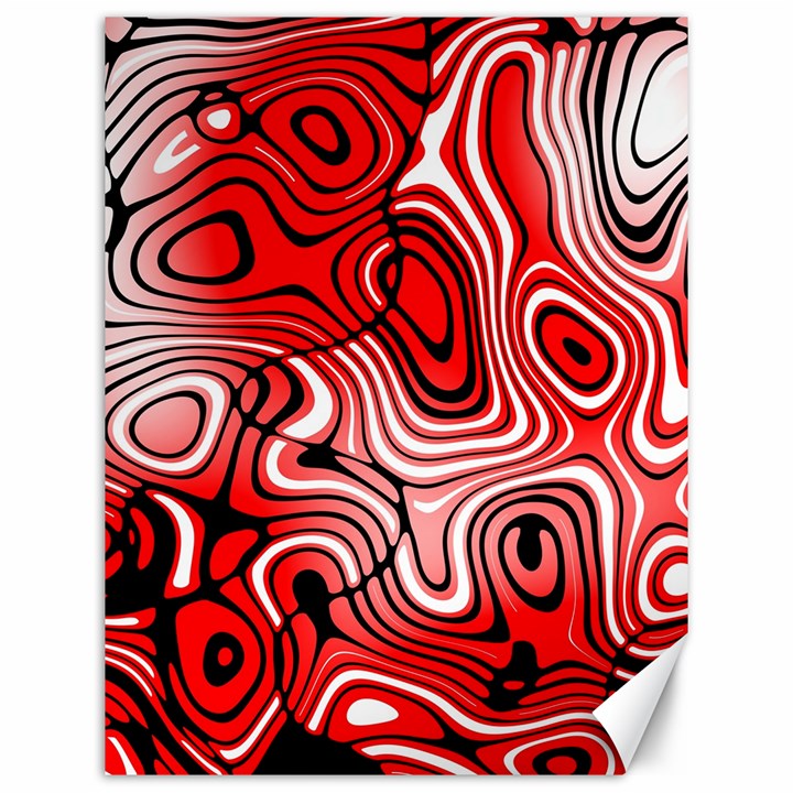 Black Red White Abstract Stripes Canvas 12  x 16 