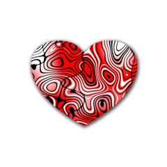 Black Red White Abstract Stripes Heart Coaster (4 Pack)  by SpinnyChairDesigns