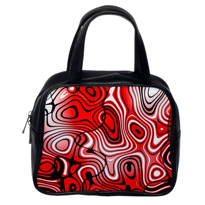 Black Red White Abstract Stripes Classic Handbag (One Side)