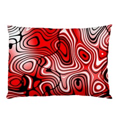 Black Red White Abstract Stripes Pillow Case by SpinnyChairDesigns