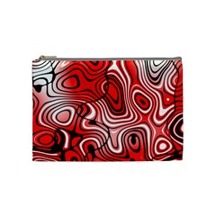 Black Red White Abstract Stripes Cosmetic Bag (medium) by SpinnyChairDesigns